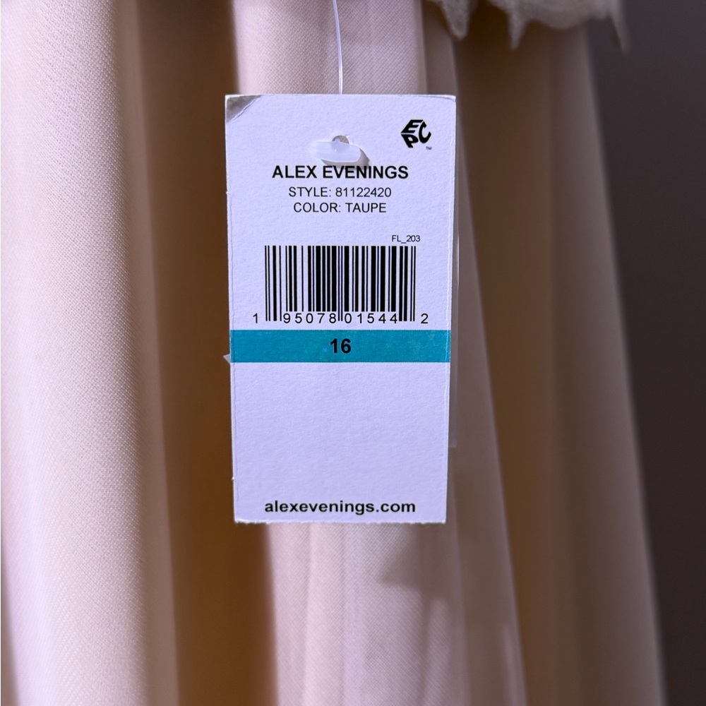 Alex Evenings Embroidered Midi Dress Sleeves Illusion Size 16 NWT - Picture 7 of 9